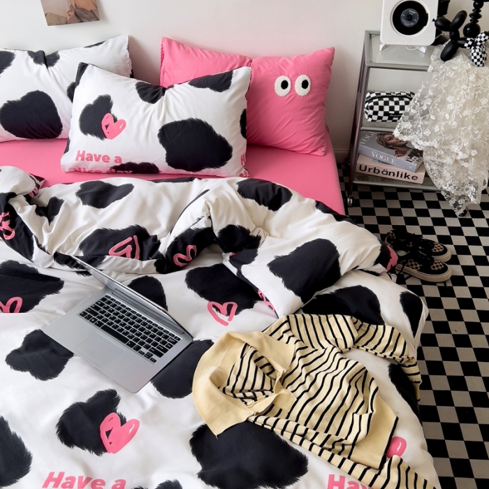 91家纺网 家纺一手货源 找家纺 海岛哥哥 2023新款大眼睛超柔水洗棉系列四件套 大眼睛-绒朵