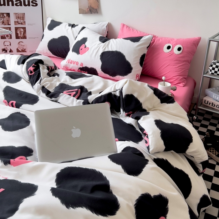 91家纺网 家纺一手货源 找家纺 海岛哥哥 2023新款大眼睛超柔水洗棉系列四件套 大眼睛-绒朵