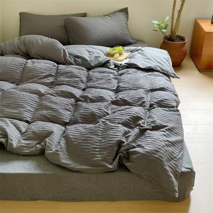 简家居 2023新款全棉纯色泡泡款四件套 波浪泡泡