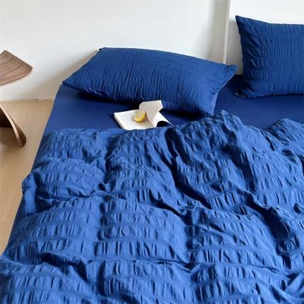 简家居 2023新款全棉纯色泡泡款四件套 蓝色泡泡