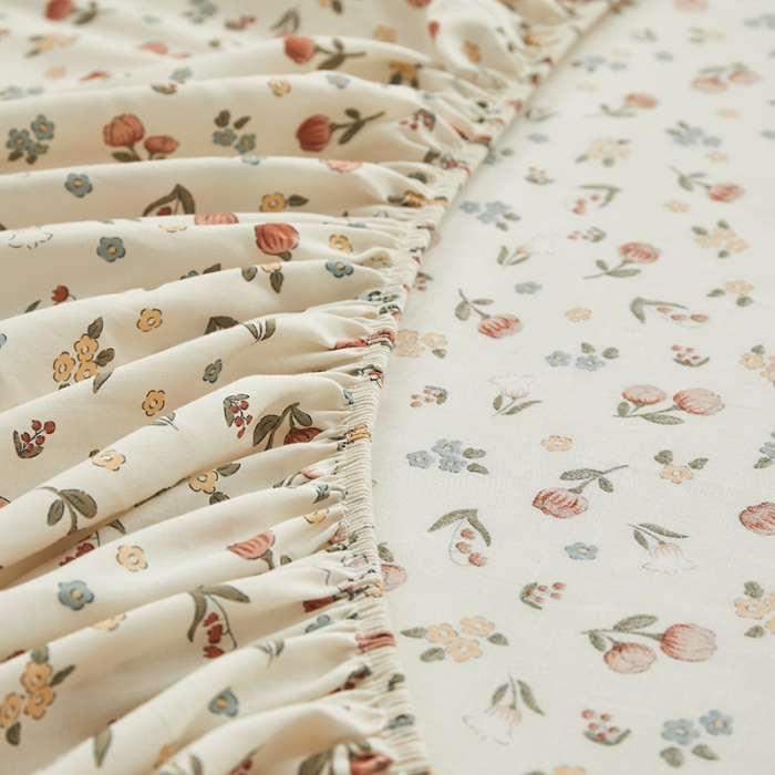 91家纺网 家纺一手货源 找家纺 绫韵2023新款ins小清新碎花全棉13772精梳纯棉单床笠 元气花海