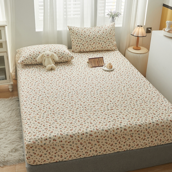 91家纺网 家纺一手货源 找家纺 绫韵2023新款ins小清新碎花全棉13772精梳纯棉单床笠 元气花海