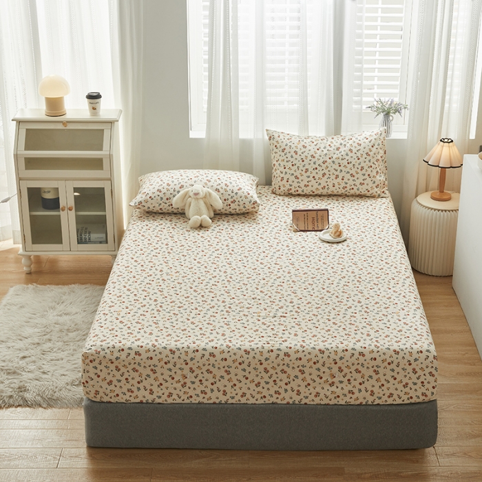 91家纺网 家纺一手货源 找家纺 绫韵2023新款ins小清新碎花全棉13772精梳纯棉单床笠 元气花海