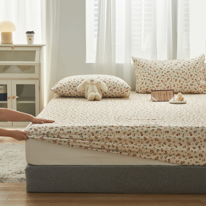 91家纺网 家纺一手货源 找家纺 绫韵2023新款ins小清新碎花全棉13772精梳纯棉单床笠 元气花海