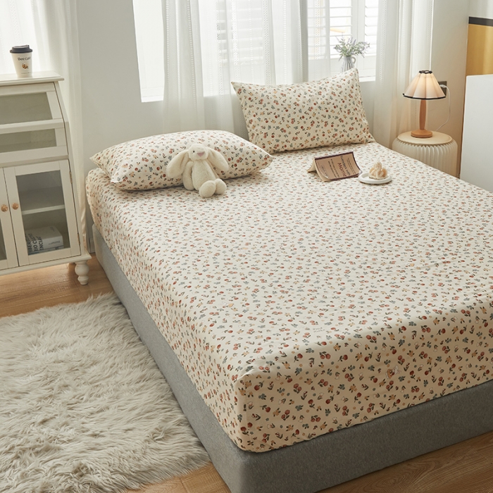 91家纺网 家纺一手货源 找家纺 绫韵2023新款ins小清新碎花全棉13772精梳纯棉单床笠 元气花海