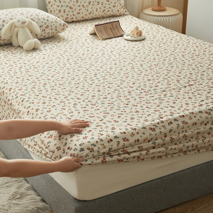 91家纺网 家纺一手货源 找家纺 绫韵2023新款ins小清新碎花全棉13772精梳纯棉单床笠 元气花海