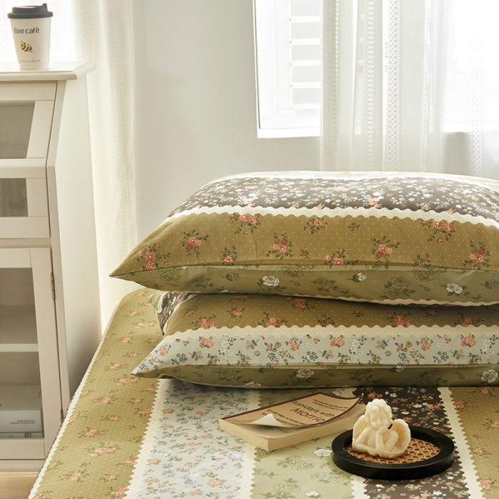 91家纺网 家纺一手货源 找家纺 绫韵2023新款ins小清新碎花全棉13772精梳纯棉单枕套 青花