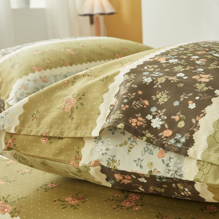 91家纺网 家纺一手货源 找家纺 绫韵2023新款ins小清新碎花全棉13772精梳纯棉单枕套 青花