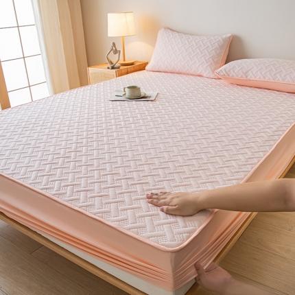 91家纺网 家纺一手货源 找家纺 莱登卡奴 2023新款A类针织棉拉绒大豆夹棉床笠 针织夹棉-粉玉