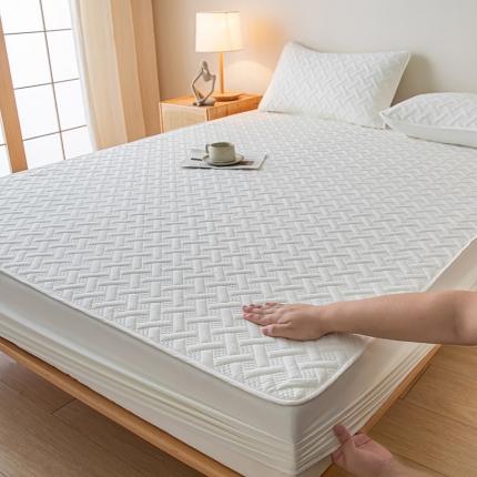 91家纺网 家纺一手货源 找家纺 莱登卡奴 2023新款A类针织棉拉绒大豆夹棉床笠 针织夹棉-米白