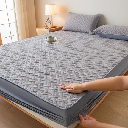 91家纺网 家纺一手货源 找家纺 莱登卡奴 2023新款A类针织棉拉绒大豆夹棉床笠 针织夹棉-浅灰