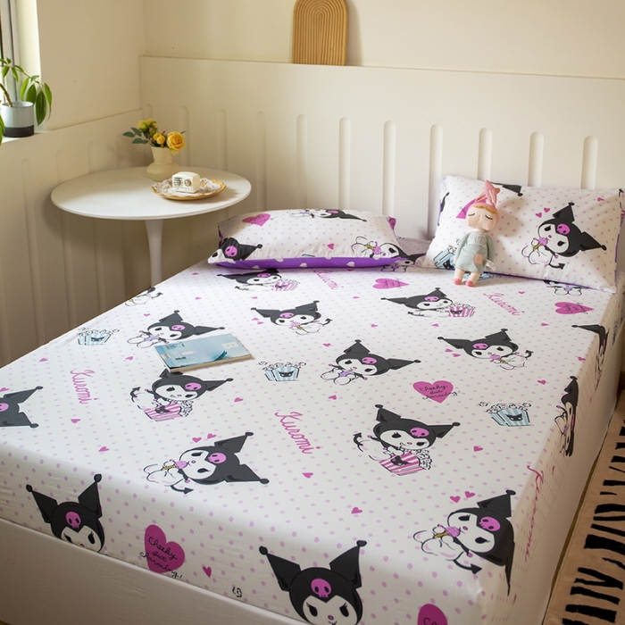 91家纺网 家纺一手货源 找家纺 博雅 2023新款全棉卡通印花床笠 甜筒库洛米