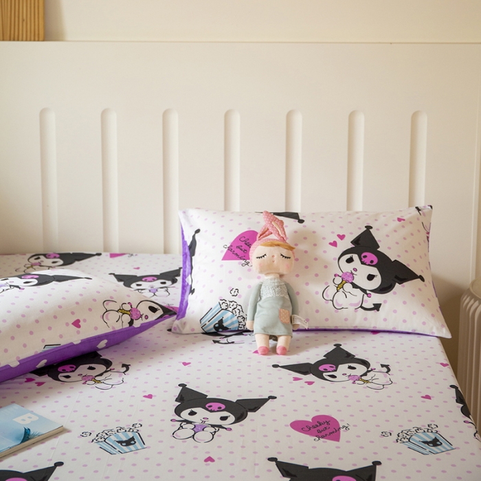 91家纺网 家纺一手货源 找家纺 博雅 2023新款全棉卡通印花床笠 甜筒库洛米