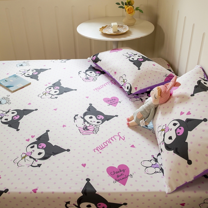 91家纺网 家纺一手货源 找家纺 博雅 2023新款全棉卡通印花床笠 甜筒库洛米