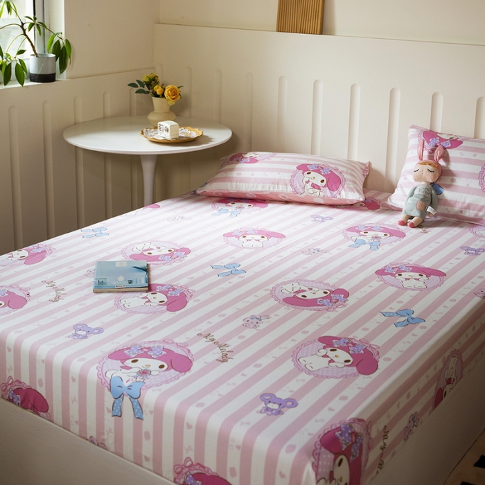 91家纺网 家纺一手货源 找家纺 博雅 2023新款全棉卡通印花床笠 甜心美乐蒂