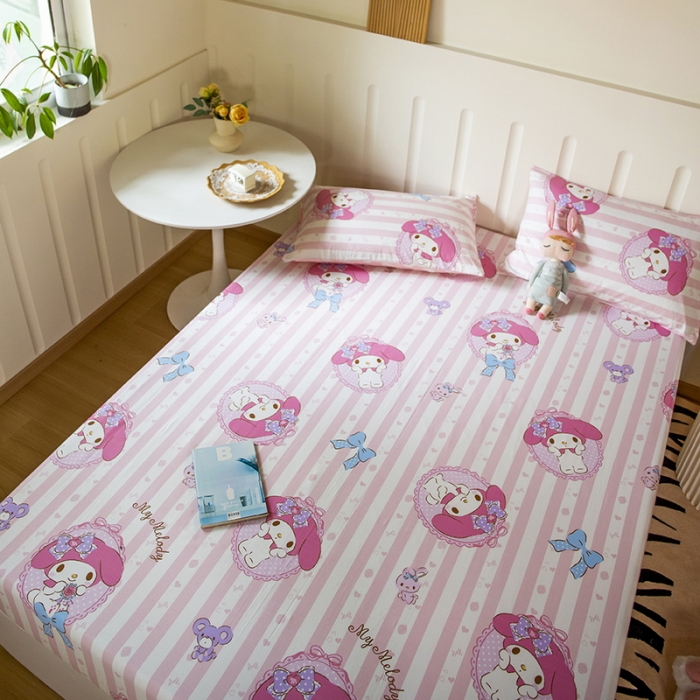 91家纺网 家纺一手货源 找家纺 博雅 2023新款全棉卡通印花床笠 甜心美乐蒂