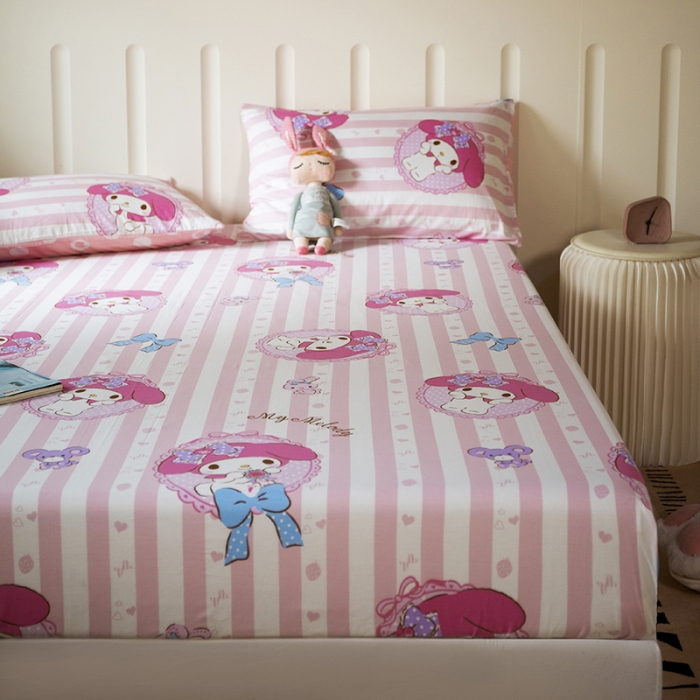 91家纺网 家纺一手货源 找家纺 博雅 2023新款全棉卡通印花床笠 甜心美乐蒂