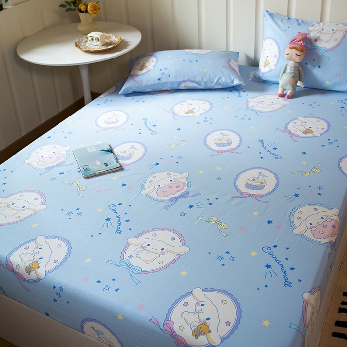 91家纺网 家纺一手货源 找家纺 博雅 2023新款全棉卡通印花床笠 玉桂狗