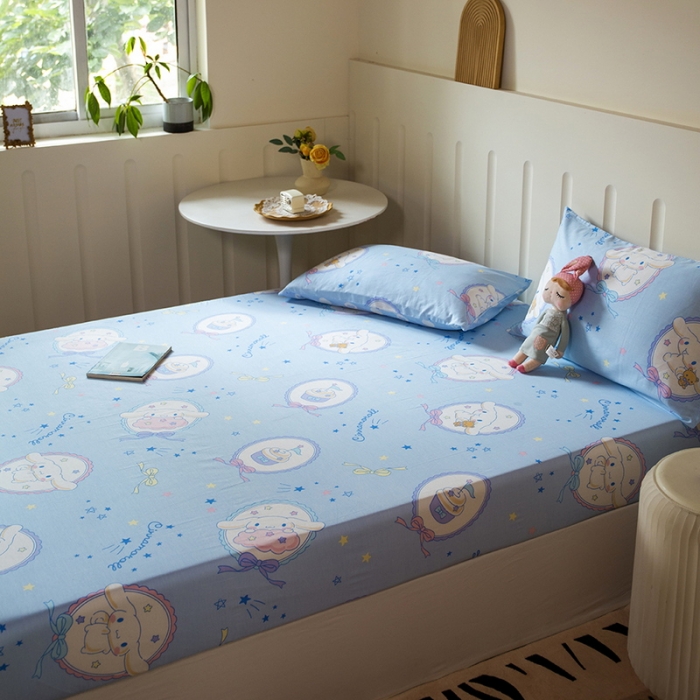 91家纺网 家纺一手货源 找家纺 博雅 2023新款全棉卡通印花床笠 玉桂狗