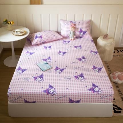 博雅 2023新款全棉卡通印花床笠 紫格库洛米
