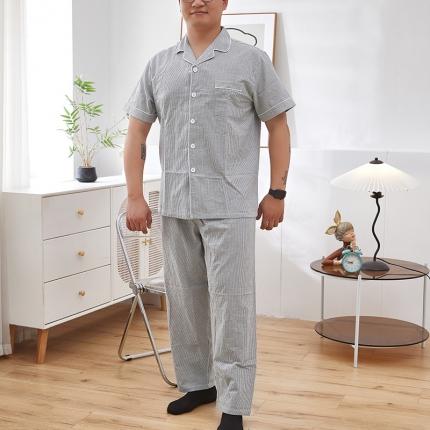 91家纺网 家纺一手货源 找家纺 总2023日式无印夏季水洗棉全棉短袖长裤良品家居服休闲睡衣纯棉男女套装