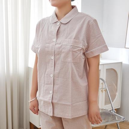 91家纺网 家纺一手货源 找家纺 总2023日式无印夏季水洗棉全棉短袖长裤良品家居服休闲睡衣纯棉男女套装