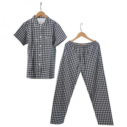 91家纺网 家纺一手货源 找家纺 总2023日式无印夏季水洗棉全棉短袖长裤良品家居服休闲睡衣纯棉男女套装