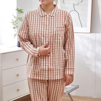 91家纺网 家纺一手货源 找家纺 总2023日式无印春秋水洗棉全棉长袖长裤良品家居服休闲睡衣纯棉男女套装