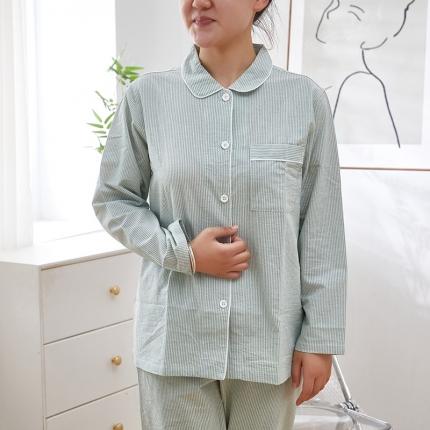 91家纺网 家纺一手货源 找家纺 总2023日式无印春秋水洗棉全棉长袖长裤良品家居服休闲睡衣纯棉男女套装