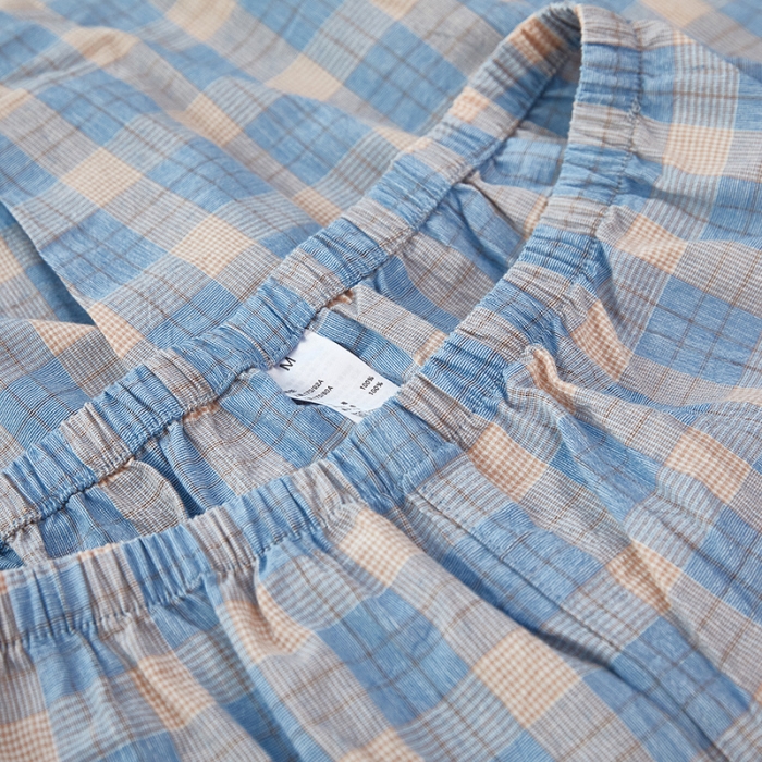 91家纺网 家纺一手货源 找家纺 玖弘 2023新款水洗棉长袖家居服 绿密条男长袖