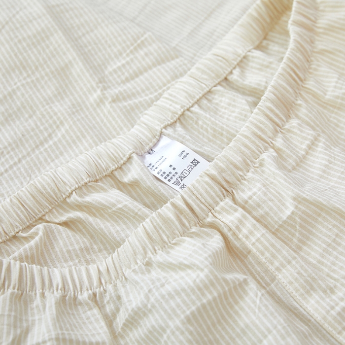 91家纺网 家纺一手货源 找家纺 玖弘 2023新款水洗棉长袖家居服 米密条男长袖