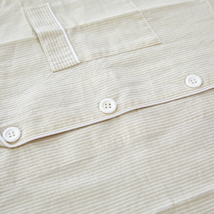 91家纺网 家纺一手货源 找家纺 玖弘 2023新款水洗棉长袖家居服 米密条男长袖