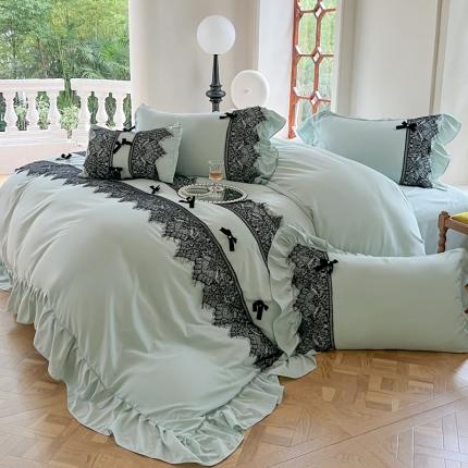 91家纺网 家纺一手货源 找家纺 （总）豪美鑫 2025新款亲肤棉蕾丝花边四件套-爱丽丝系列