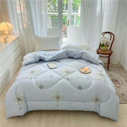 心悦 2023新款柔软印花大豆被 荣耀蓝