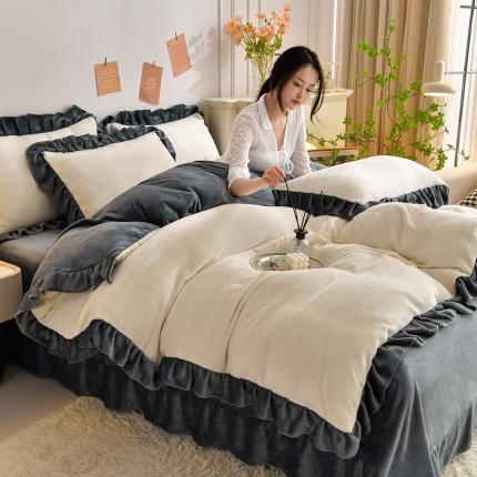 91家纺网 家纺一手货源 找家纺 （总）妮恒美 2024新款韩版纯色牛奶绒四件套