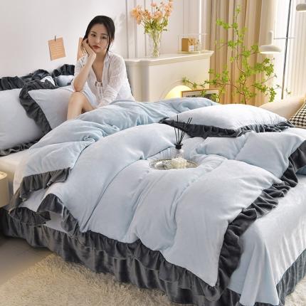 91家纺网 家纺一手货源 找家纺 （总）妮恒美 2024新款韩版纯色牛奶绒四件套