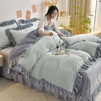 91家纺网 家纺一手货源 找家纺 （总）妮恒美 2024新款韩版纯色牛奶绒四件套