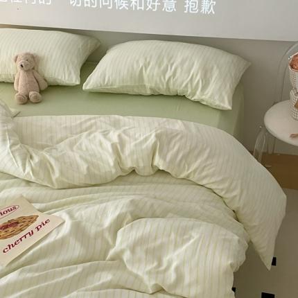 91家纺网 家纺一手货源 找家纺 （总）阿曼达 2023新款水洗m条纹软糯糯系列四件套-场景二