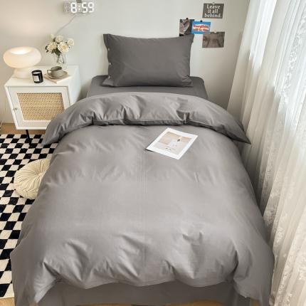 91家纺网 家纺一手货源 找家纺 简宜 2025新款纯棉水洗棉学生三件套-慕晴系列 慕晴-灰