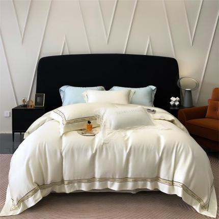 91家纺网 家纺一手货源 找家纺 馨蕊 2023秋冬新品100支高定轻奢风四件套-棉缪系列 棉缪-月光白