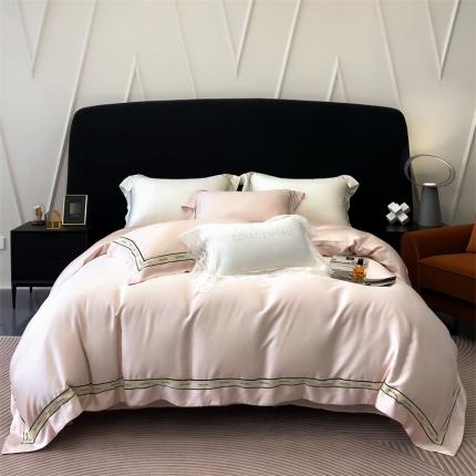 91家纺网 家纺一手货源 找家纺 馨蕊 2023秋冬新品LF奥地利兰精天丝缪系列四件套 初夏粉