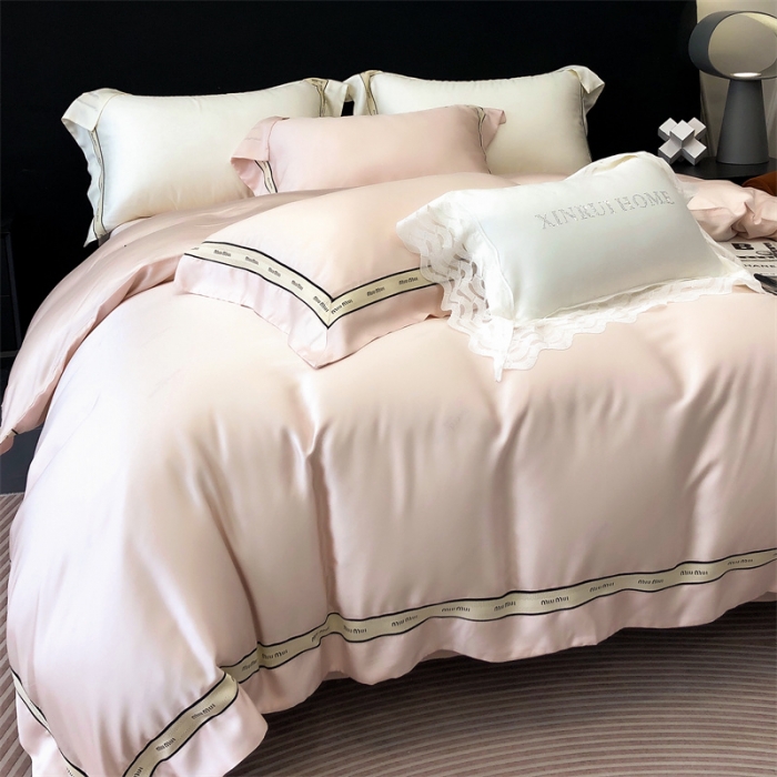 91家纺网 家纺一手货源 找家纺 馨蕊 2023秋冬新品LF奥地利兰精天丝缪系列四件套 初夏粉