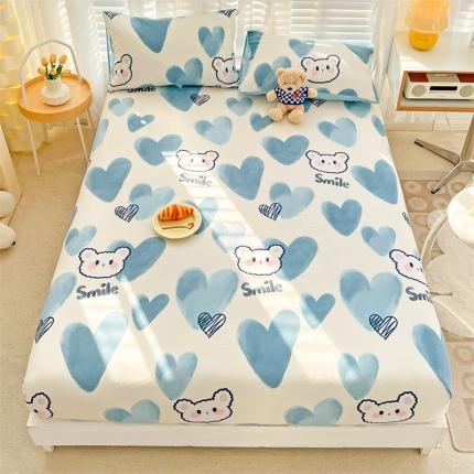 91家纺网 家纺一手货源 找家纺 名兮 2023新款全棉印花床笠 波波熊