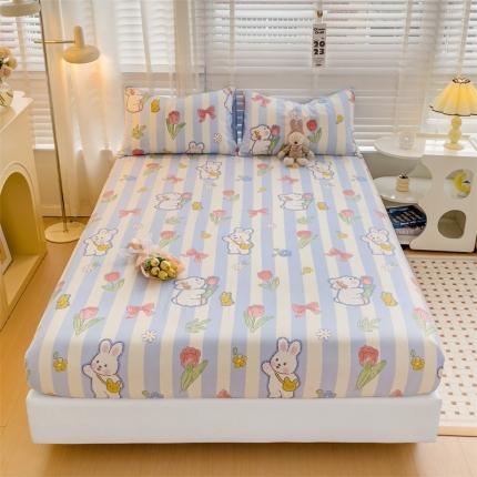 91家纺网 家纺一手货源 找家纺 名兮 2023新款全棉印花床笠 悠悠兔