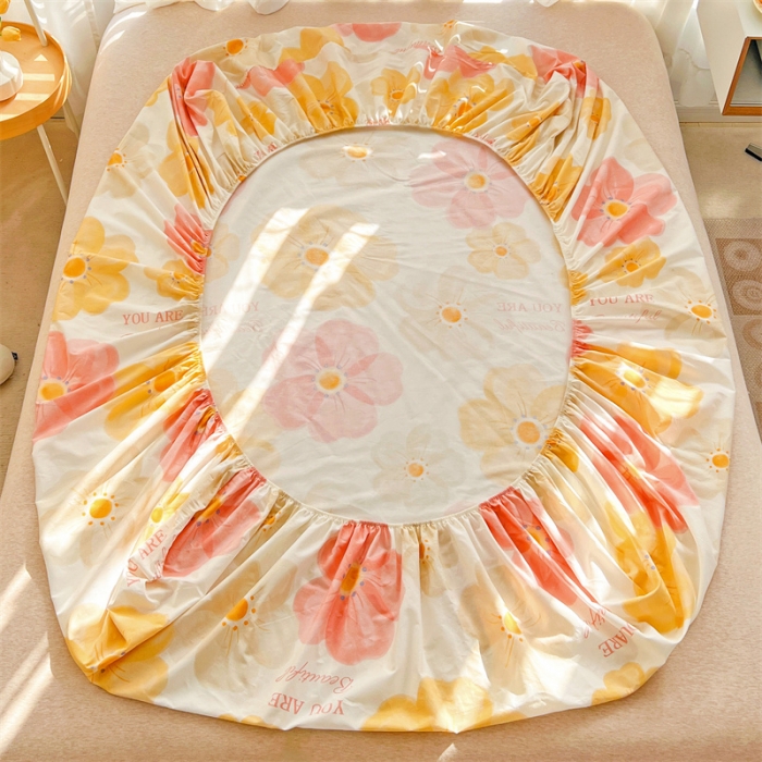 91家纺网 家纺一手货源 找家纺 名兮 2023新款全棉印花床笠 春暖花开