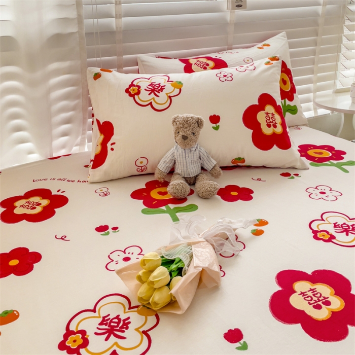 91家纺网 家纺一手货源 找家纺 名兮 2023新款全棉印花床笠 花好月圆