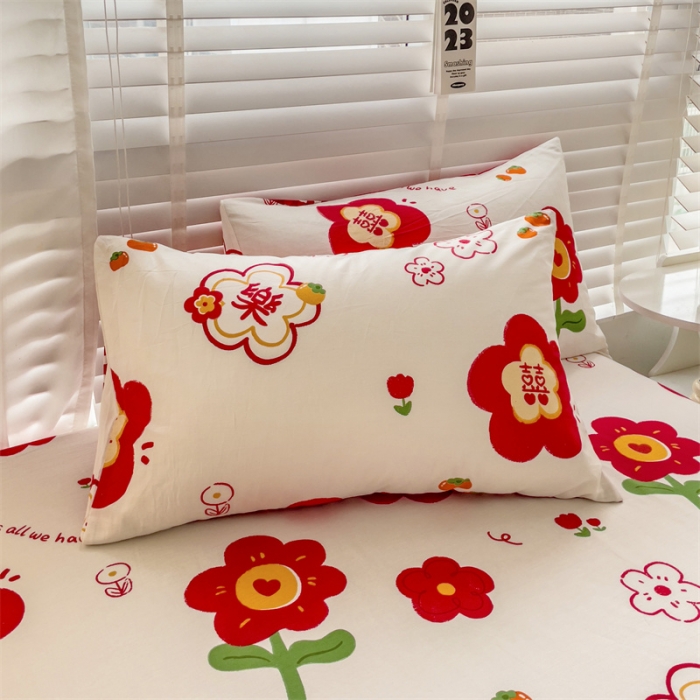 91家纺网 家纺一手货源 找家纺 名兮 2023新款全棉印花床笠 花好月圆