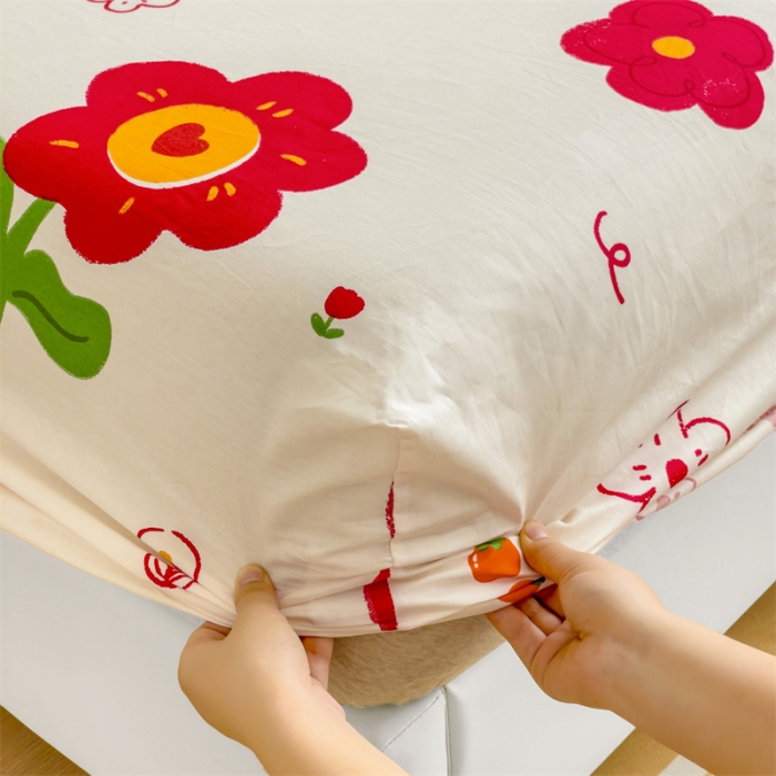 91家纺网 家纺一手货源 找家纺 名兮 2023新款全棉印花床笠 花好月圆