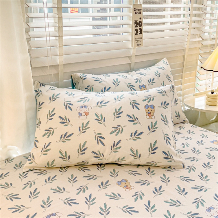 91家纺网 家纺一手货源 找家纺 名兮 2023新款全棉印花床笠 花花熊