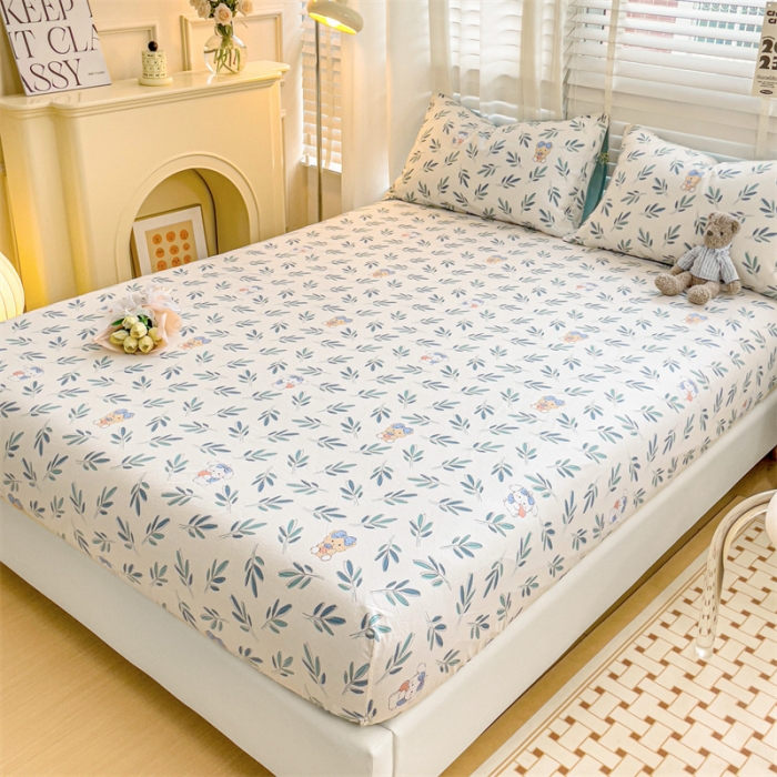 91家纺网 家纺一手货源 找家纺 名兮 2023新款全棉印花床笠 花花熊